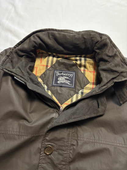 Burberry 00s Nova Check Lined Brown Wax Jacket (L)