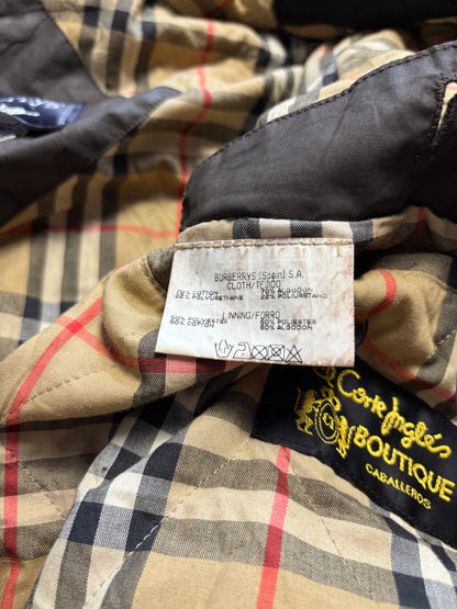 Burberry 00s Nova Check Lined Brown Wax Jacket (L)
