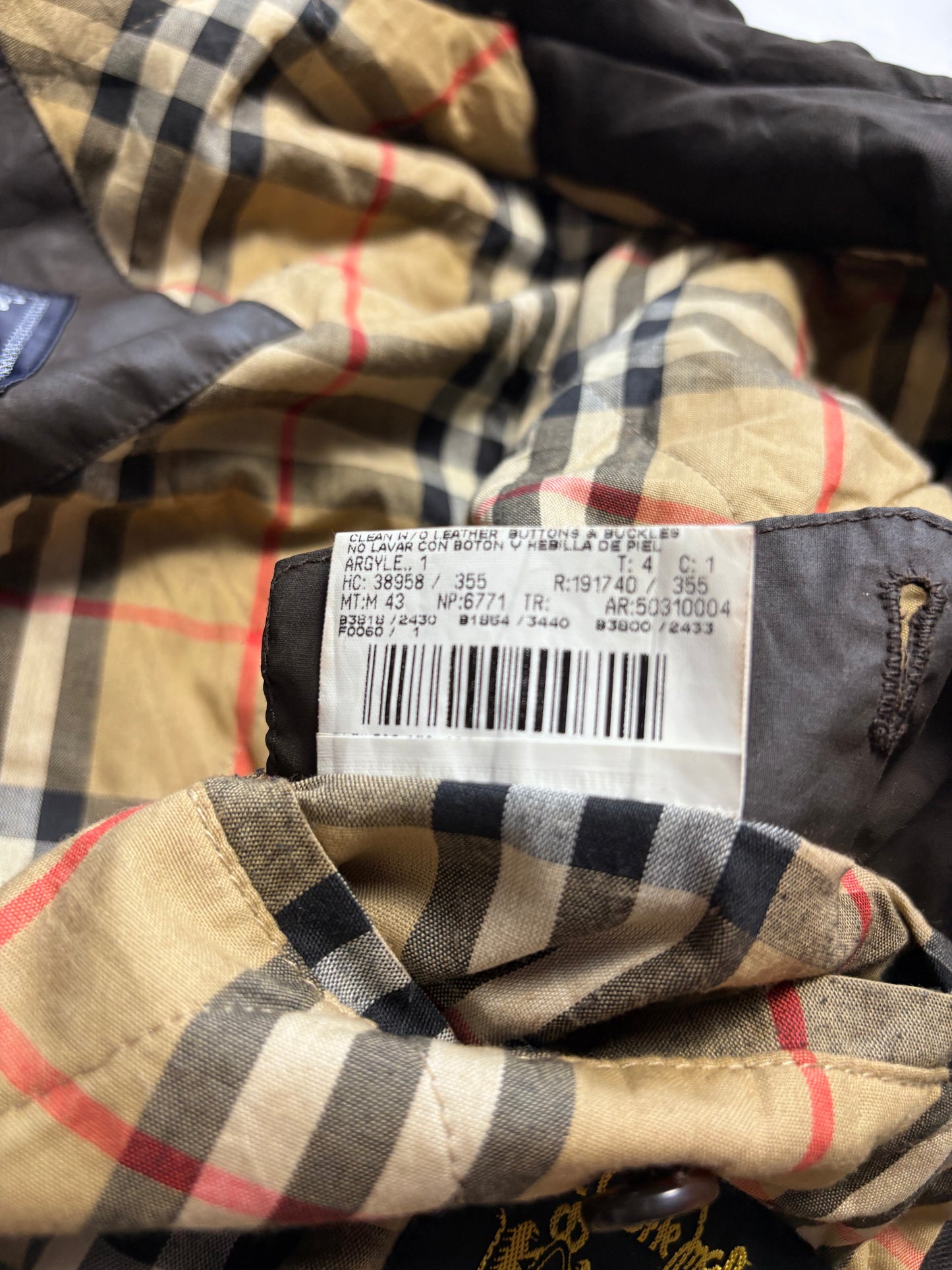 Burberry 00s Nova Check Lined Brown Wax Jacket (L)