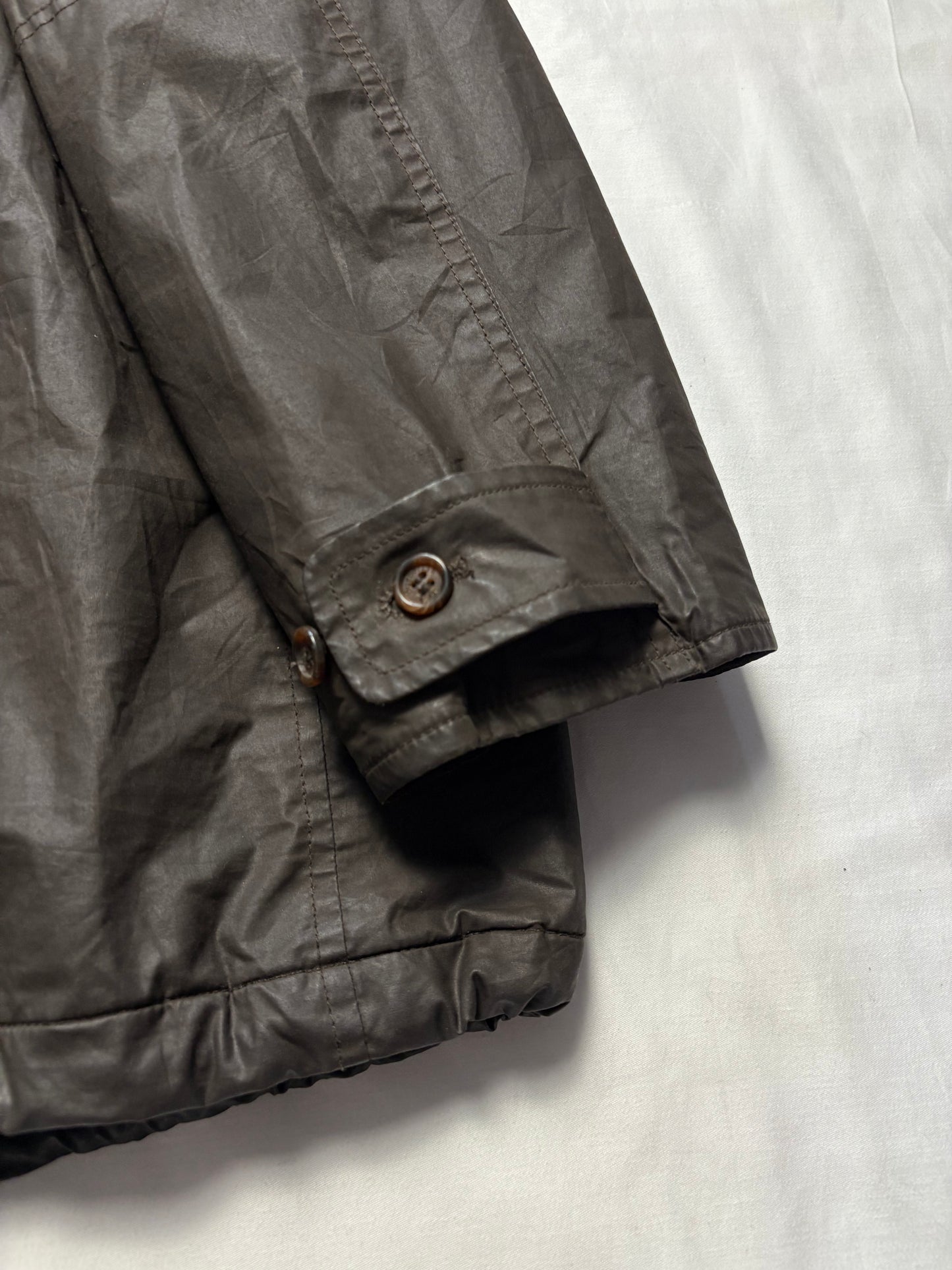 Burberry 00s Nova Check Lined Brown Wax Jacket (L)