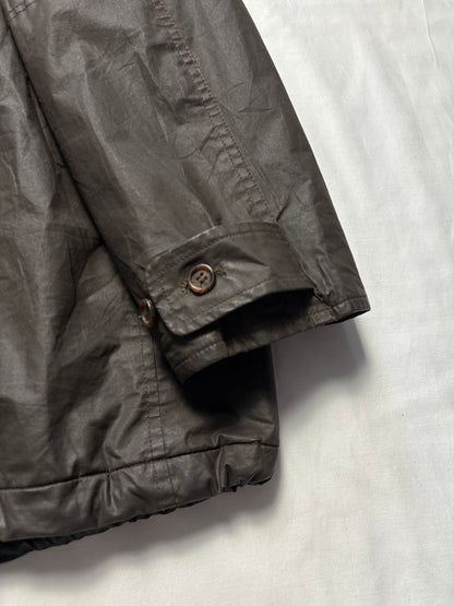 Burberry 00s Nova Check Lined Brown Wax Jacket (L)