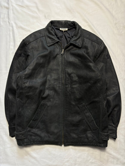 Adidas 90s West Germany Valknut Black Leather Jacket (L)