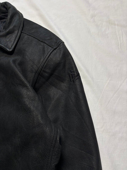 Adidas 90s West Germany Valknut Black Leather Jacket (L)