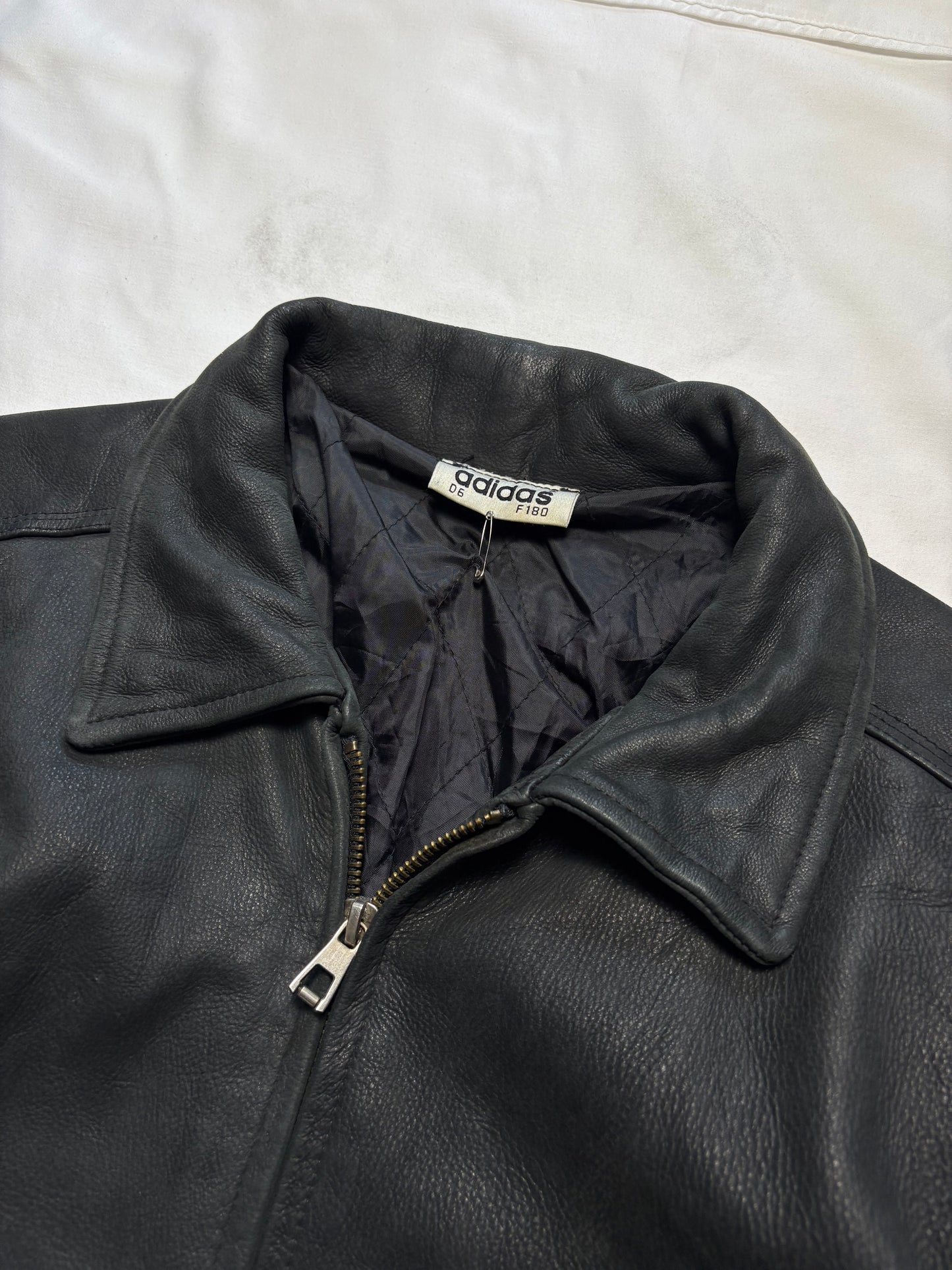 Adidas 90s West Germany Valknut Black Leather Jacket (L)