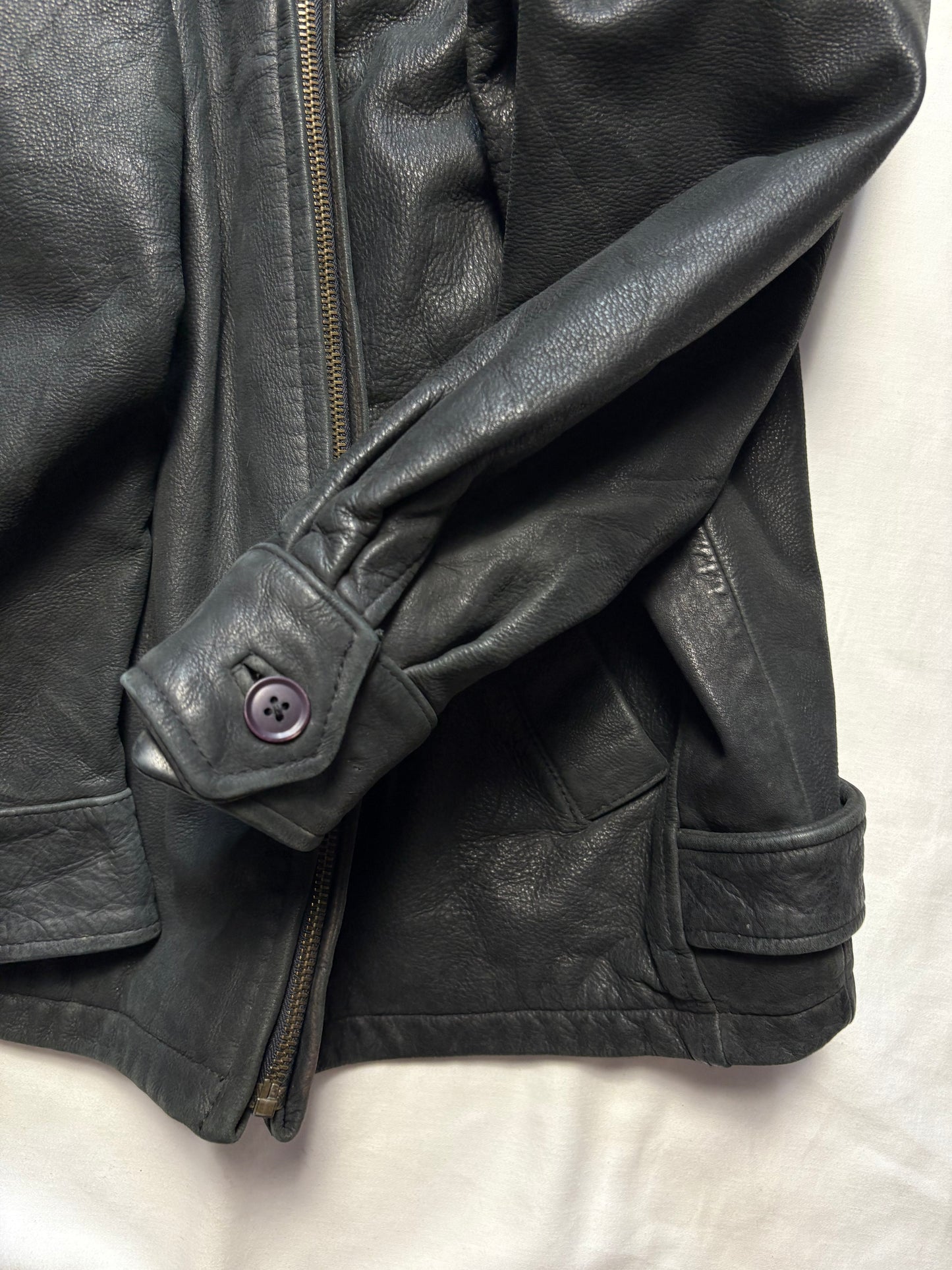 Adidas 90s West Germany Valknut Black Leather Jacket (L)