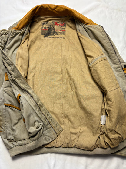 True Vintage 80s Canvas + Leather Beige Jacket (M)