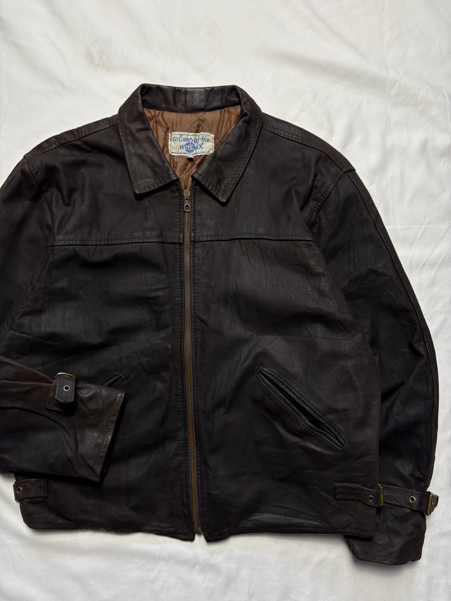True Vintage 80s Colours of the World Leather Jacket (M)