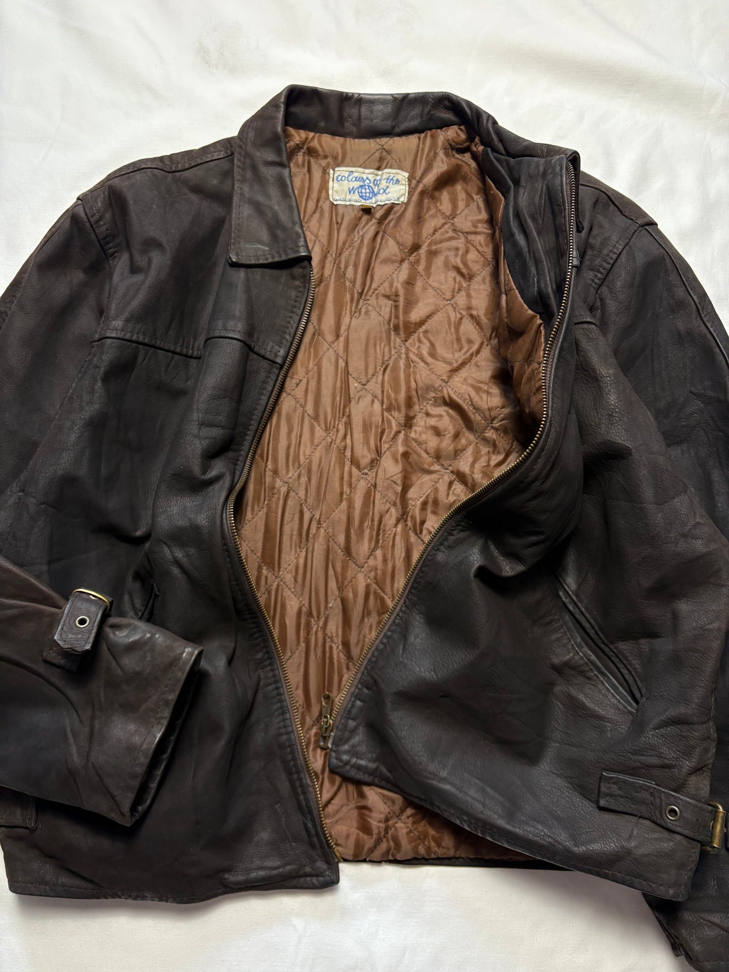 True Vintage 80s Colours of the World Leather Jacket (M)