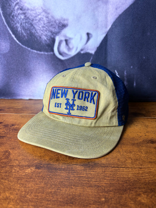 Vintage New York Yankees Beige + Blue Trucker Hat