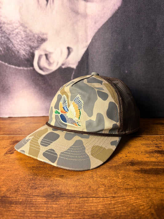 Vintage Duck Camo 90s Embroidered Trucker Hat
