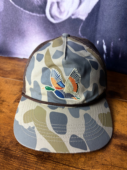 Vintage Duck Camo 90s Embroidered Trucker Hat