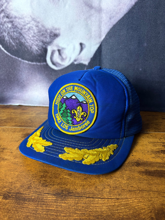 Vintage High On The Mountain Blue Trucker Hat