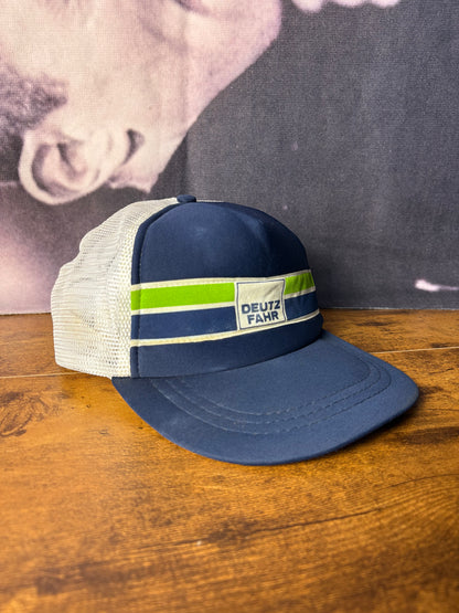 Vintage German Navy Blue + White Trucker Hat