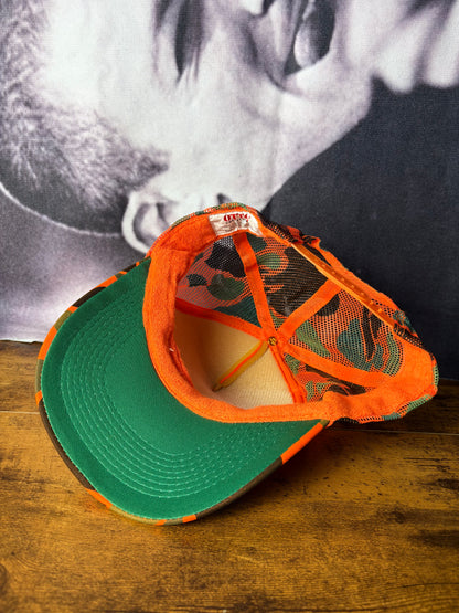 Vintage Hunting Camo Orange Trucker Hat