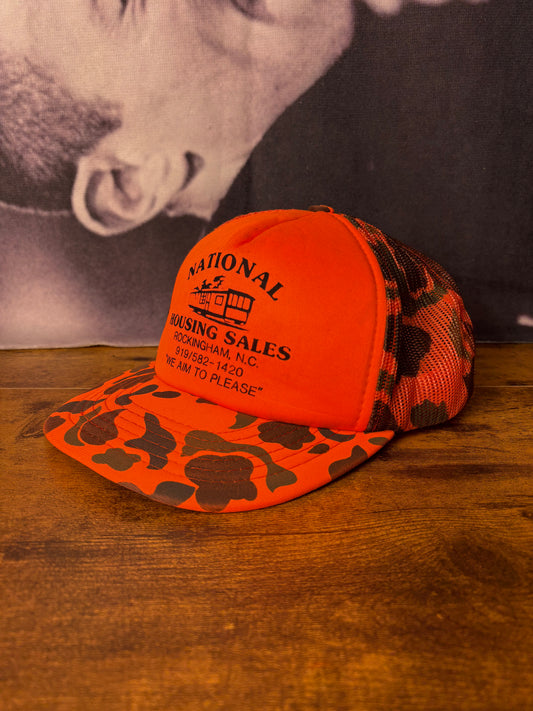 Vintage Hunting Camo Orange Trucker Hat