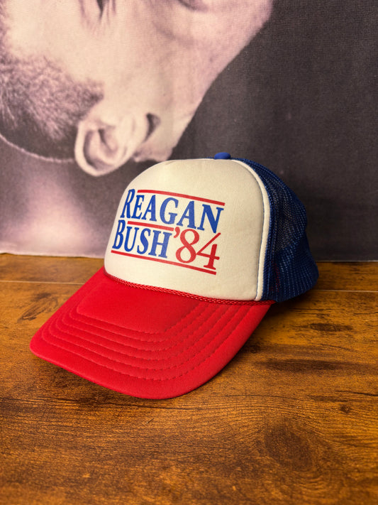 Vintage Reagan v Bush 1984 Trucker Hat