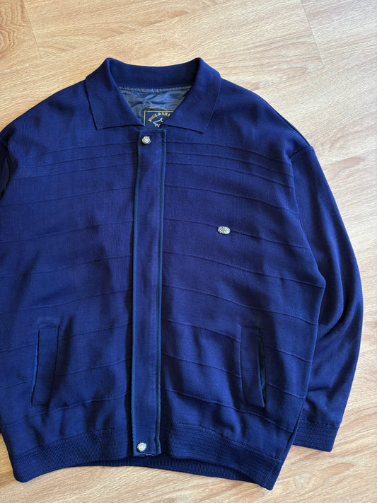 Paul & Shark 90s Navy Italian Zip-up Cardigan Jumper (XL)