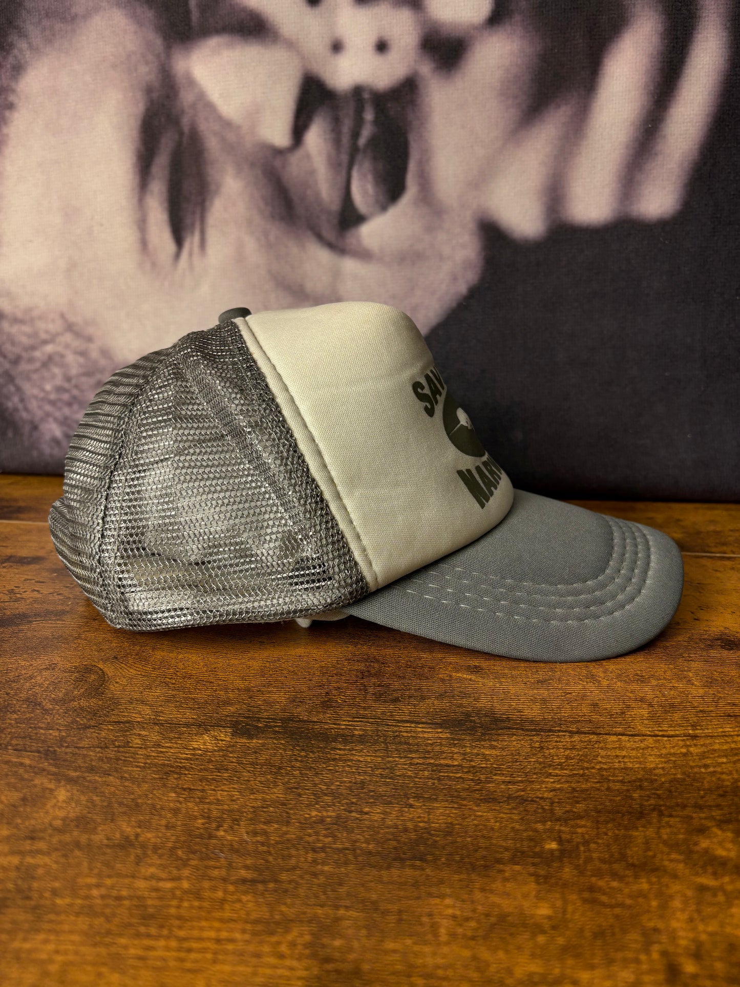 Vintage Save The Narwhals Grey + White Trucker Hat