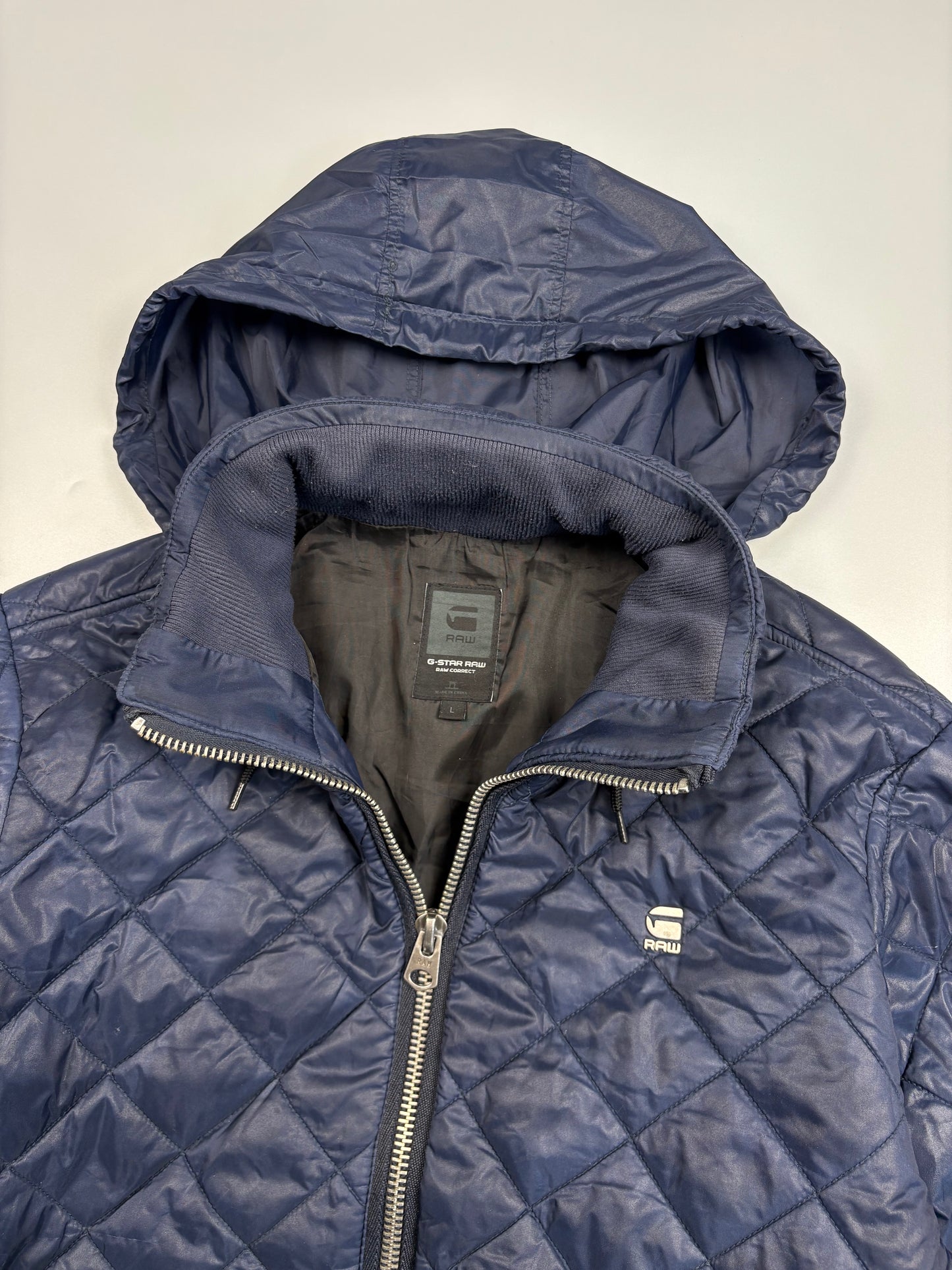2000s G-Star Navy Diamond Stitch Quilted Jacket (L)