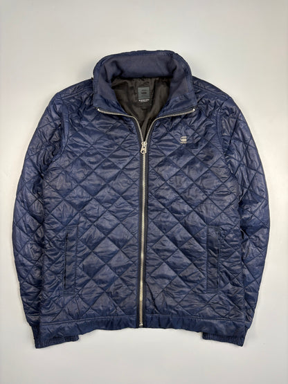 2000s G-Star Navy Diamond Stitch Quilted Jacket (L)