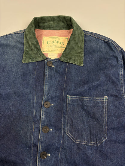 1980s European Corduroy Collar Denim Chore Jacket (M)