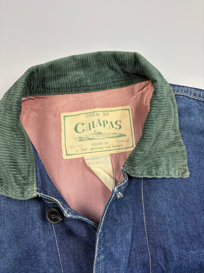1980s European Corduroy Collar Denim Chore Jacket (M)