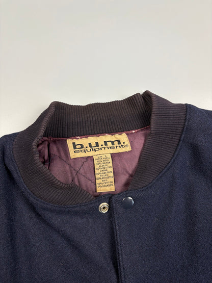 1990s B.U.M. Equipment Denim + Wool Bomber Jacket (L)
