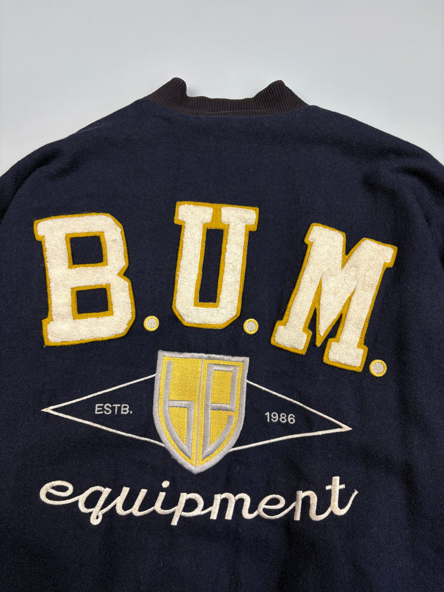1990s B.U.M. Equipment Denim + Wool Bomber Jacket (L)
