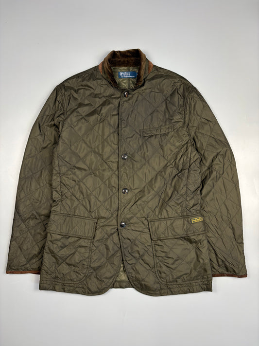 1990s Ralph Lauren Khaki Green Quilted Field Jacket (M)