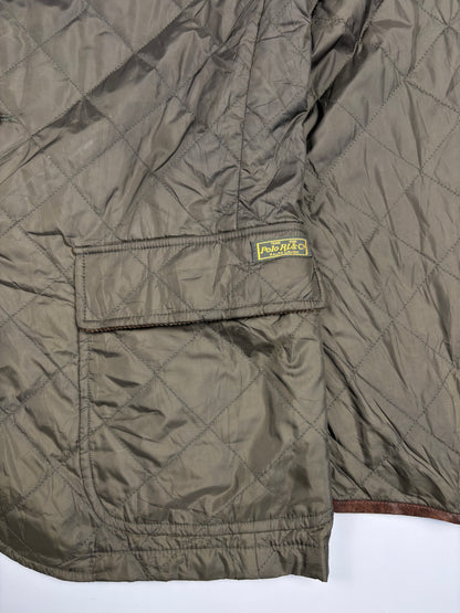 1990s Ralph Lauren Khaki Green Quilted Field Jacket (M)