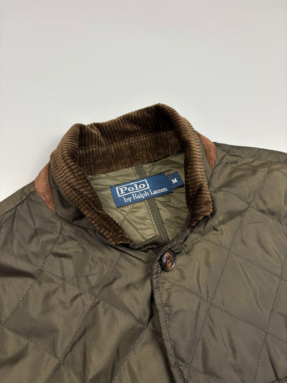 1990s Ralph Lauren Khaki Green Quilted Field Jacket (M)