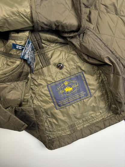 1990s Ralph Lauren Khaki Green Quilted Field Jacket (M)