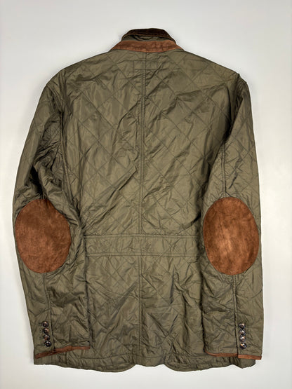 1990s Ralph Lauren Khaki Green Quilted Field Jacket (M)