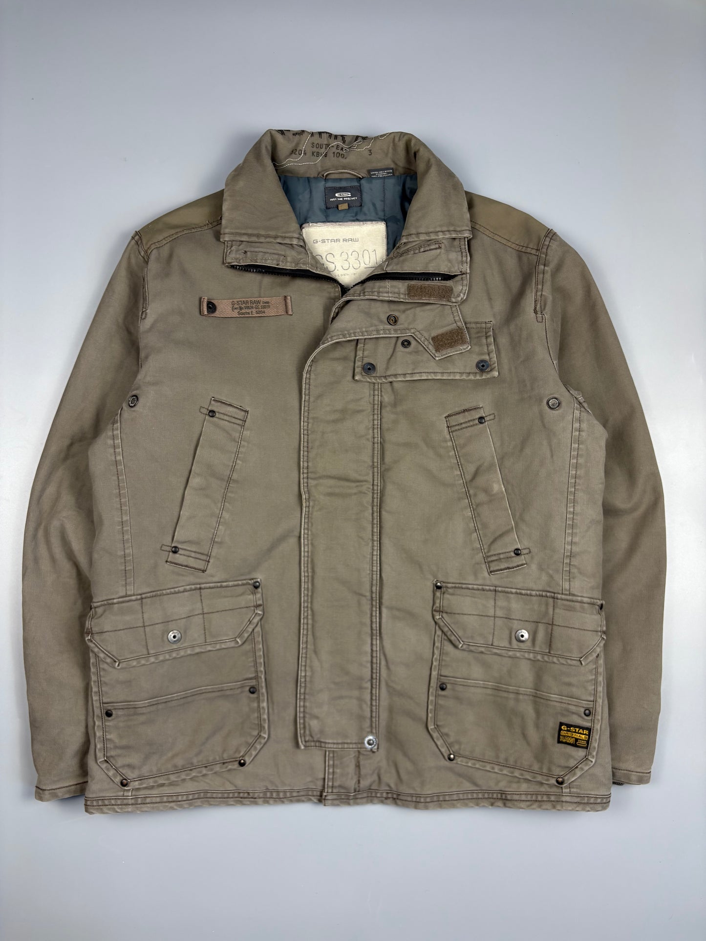 2000s G-Star Khaki Stone Utility Canvas Jacket (L)