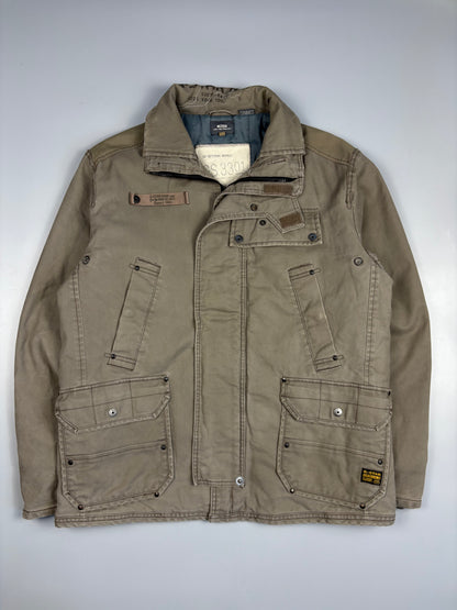 2000s G-Star Khaki Stone Utility Canvas Jacket (L)