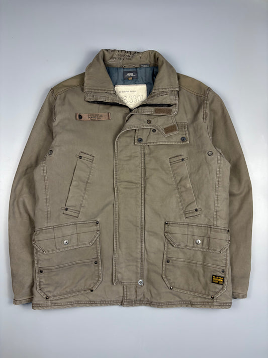 2000s G-Star Khaki Stone Utility Canvas Jacket (L)