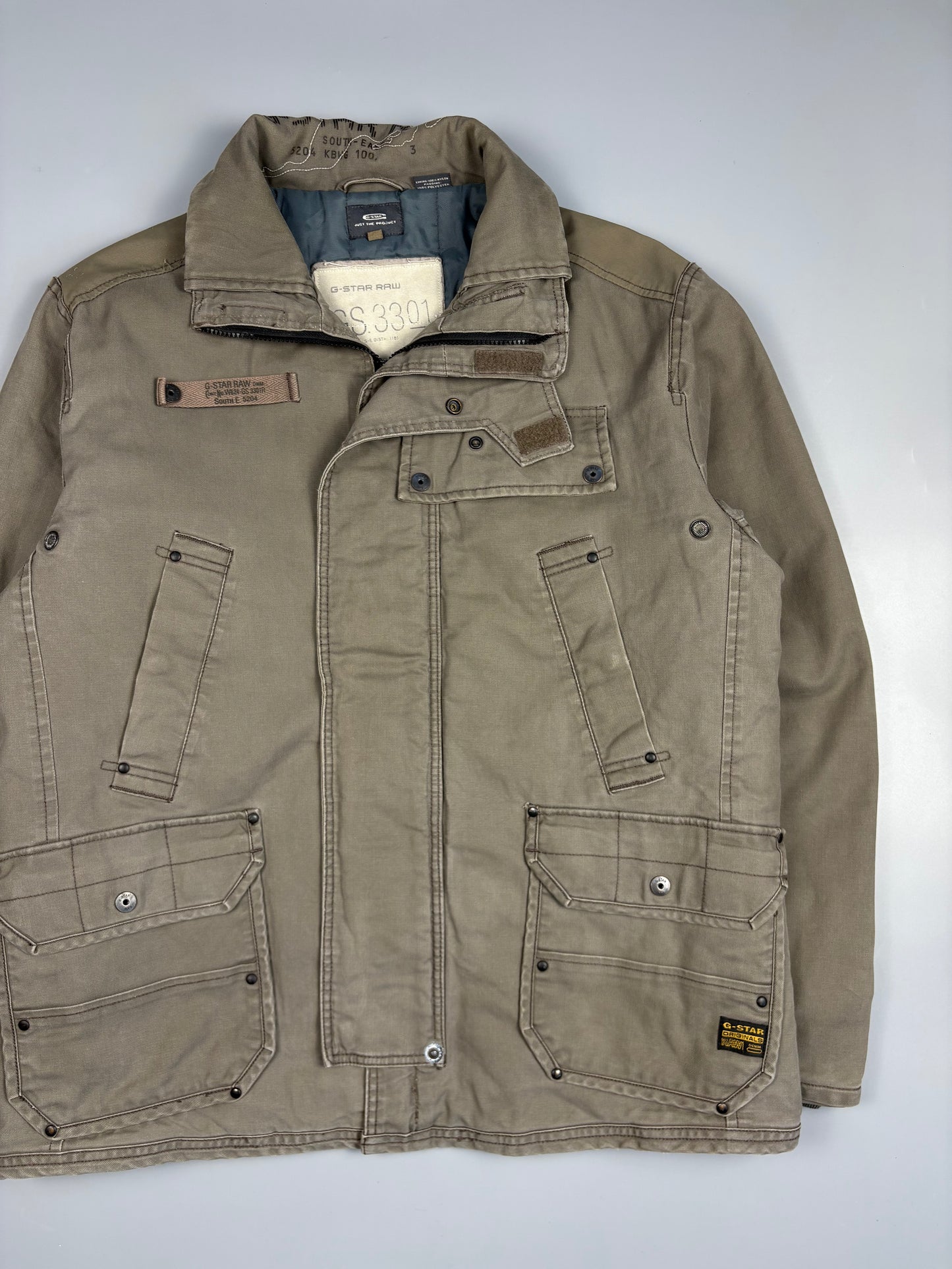 2000s G-Star Khaki Stone Utility Canvas Jacket (L)