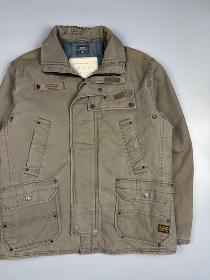 2000s G-Star Khaki Stone Utility Canvas Jacket (L)
