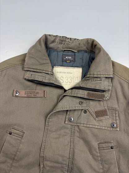 2000s G-Star Khaki Stone Utility Canvas Jacket (L)