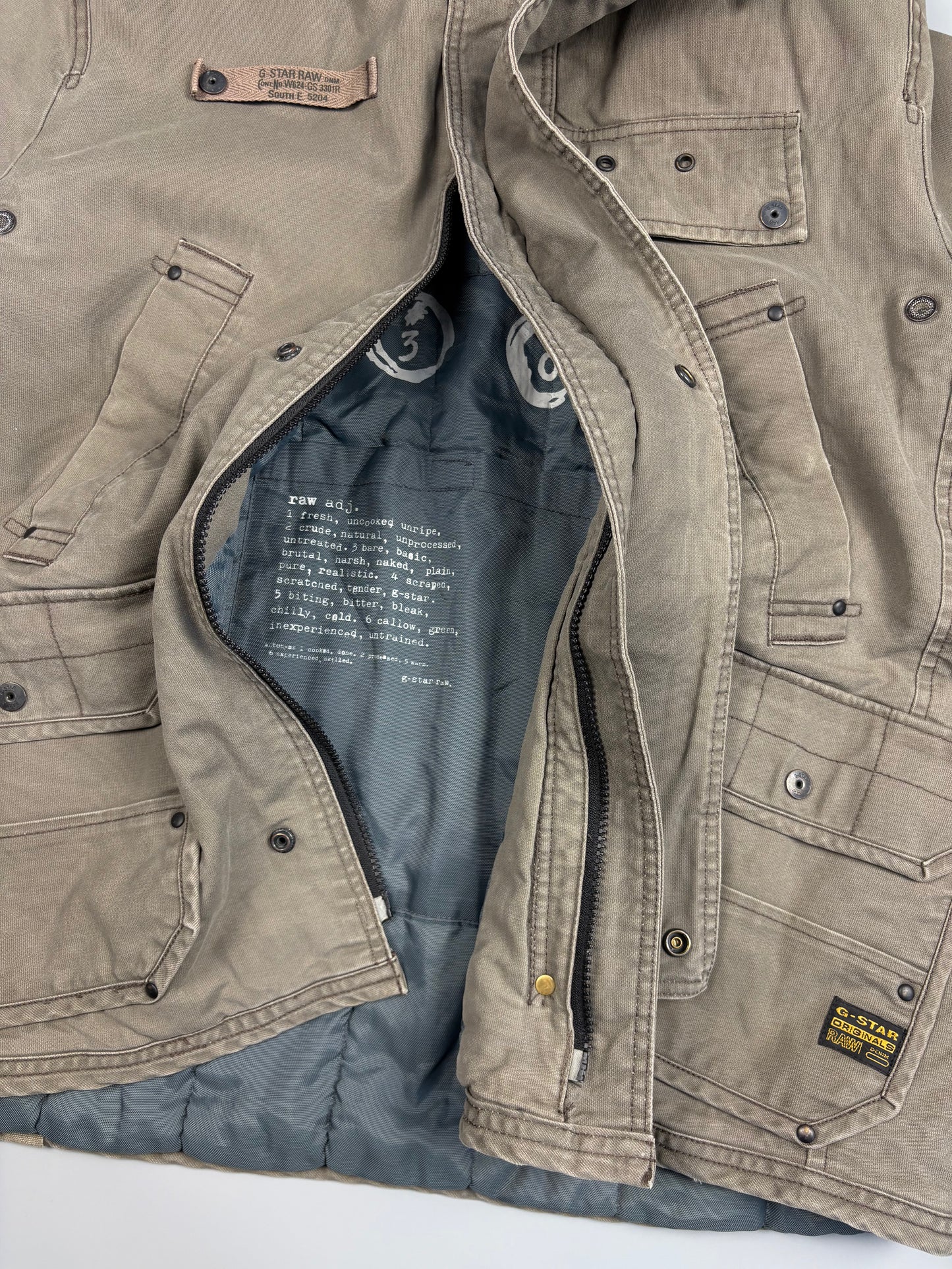 2000s G-Star Khaki Stone Utility Canvas Jacket (L)