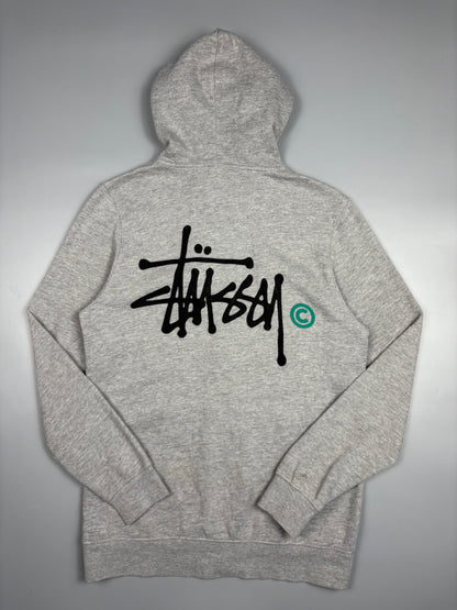 2000s Stussy Script Heather Grey Zip Up Hoodie (M)
