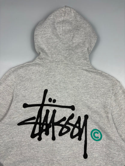 2000s Stussy Script Heather Grey Zip Up Hoodie (M)