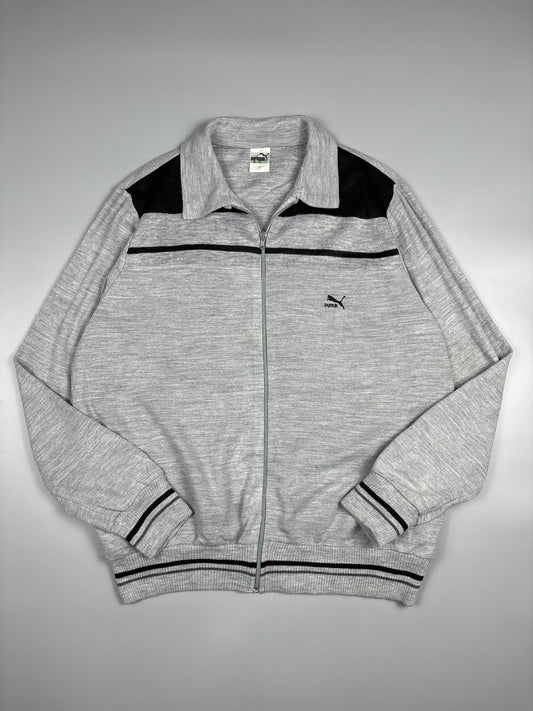 1980s Puma Classics Heather Grey Cotton Track Top (XL)