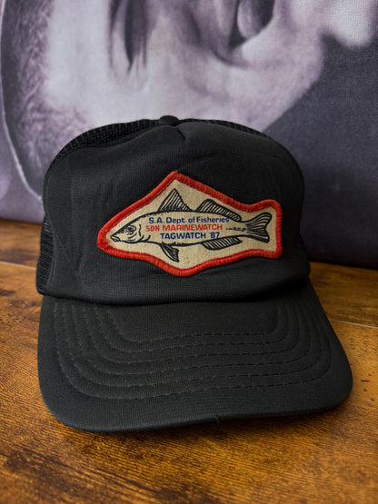 Vintage Fishing 90s Black Trucker Hat