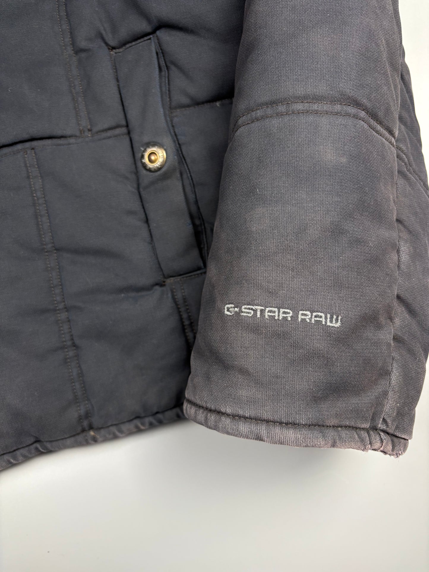 2000s G-Star Black Quilted Zip Up Jacket (L)