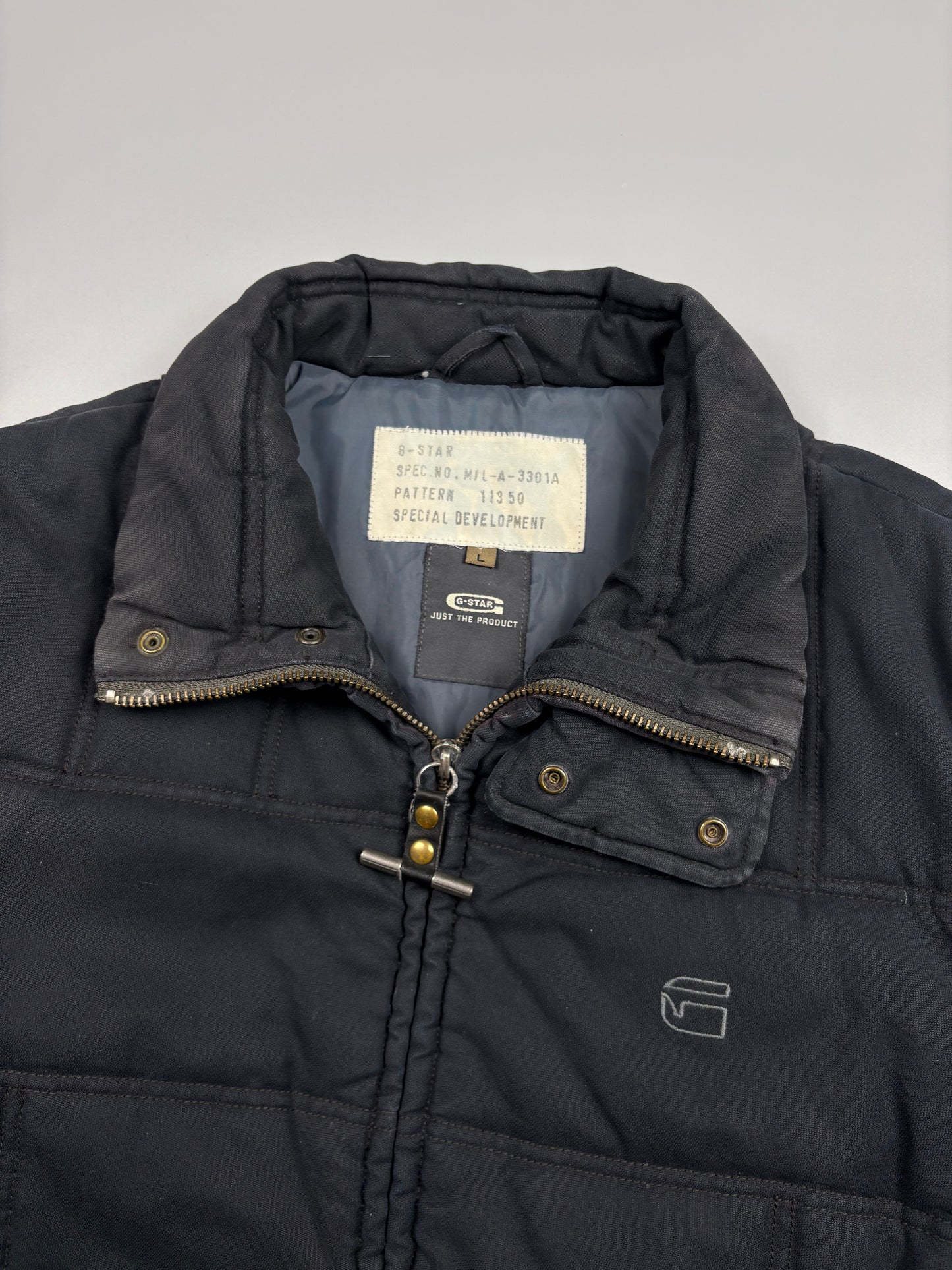 2000s G-Star Black Quilted Zip Up Jacket (L)