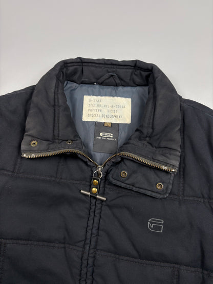 2000s G-Star Black Quilted Zip Up Jacket (L)