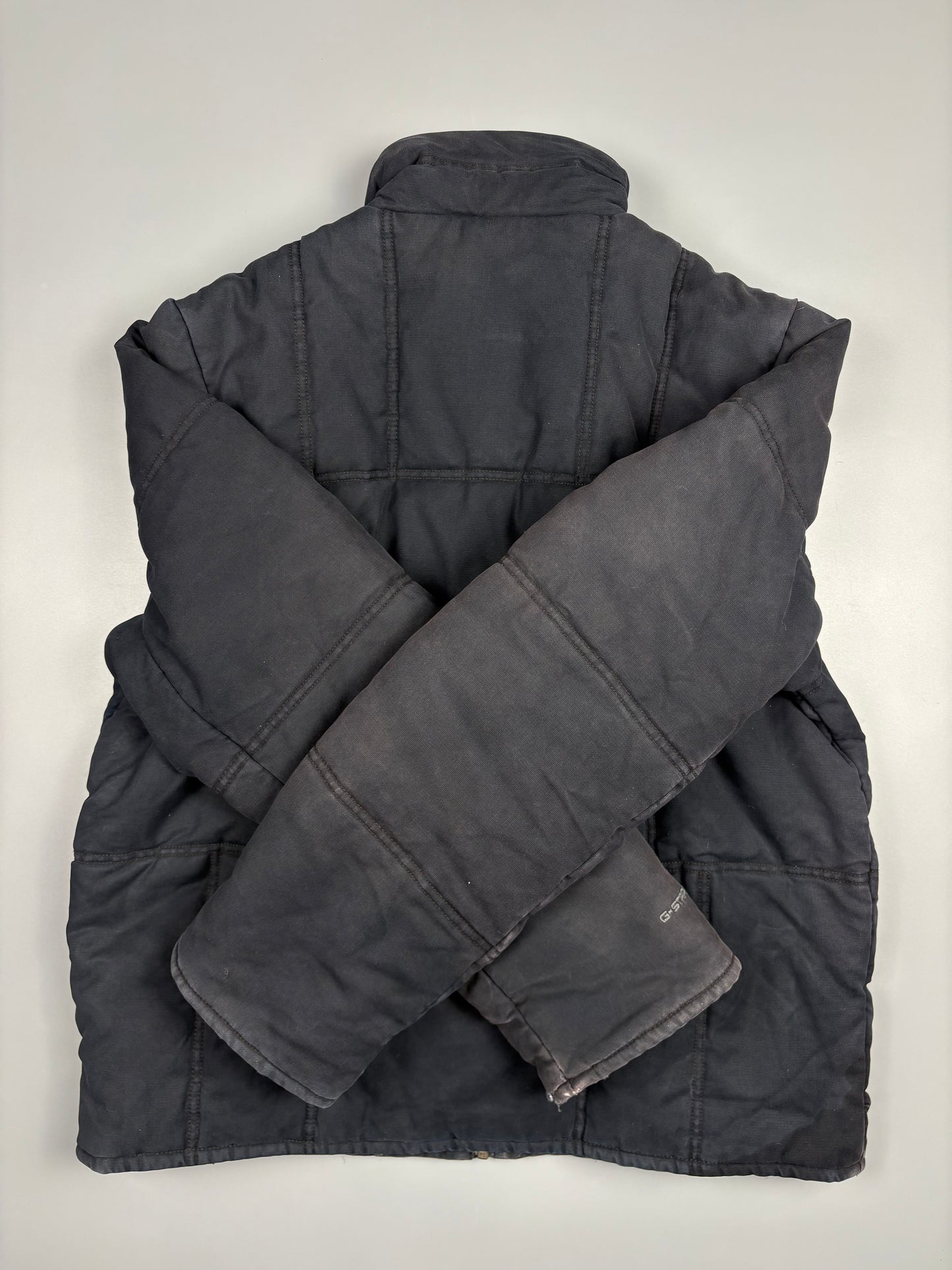 2000s G-Star Black Quilted Zip Up Jacket (L)