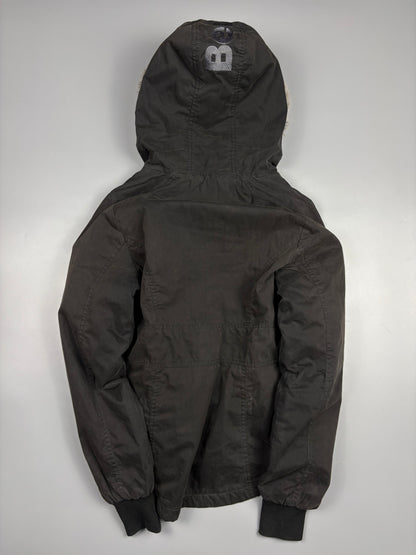 2000s Bench Asymmetrical Zip Black Fur Collar Jacket (women's M)