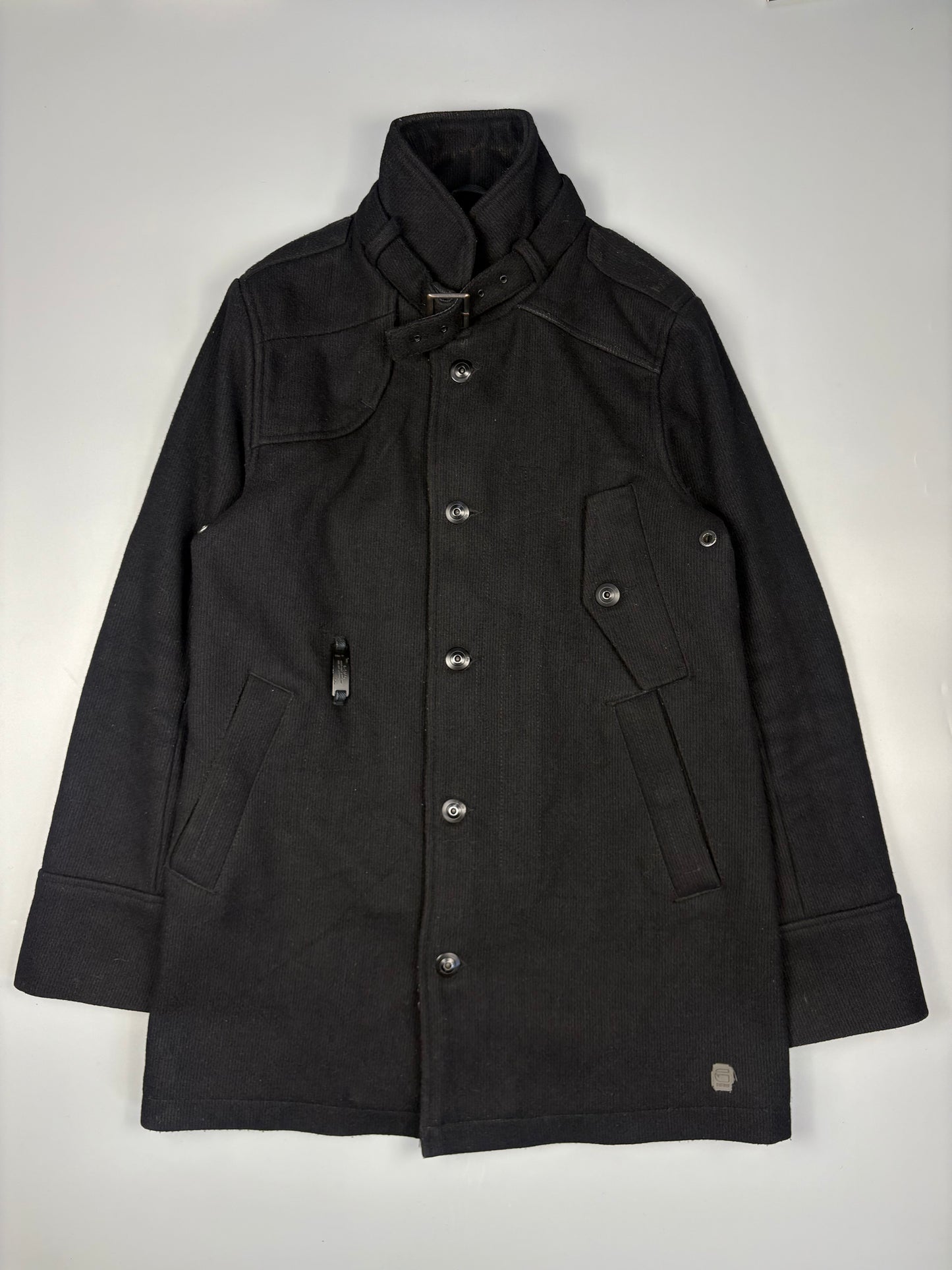 2000s G-Star Technical Black Wool Peacoat (L)